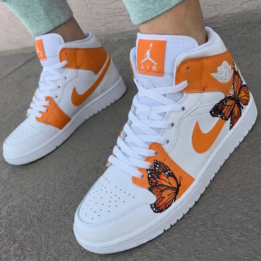 Butterflies Orange Custom Air Jordan 1