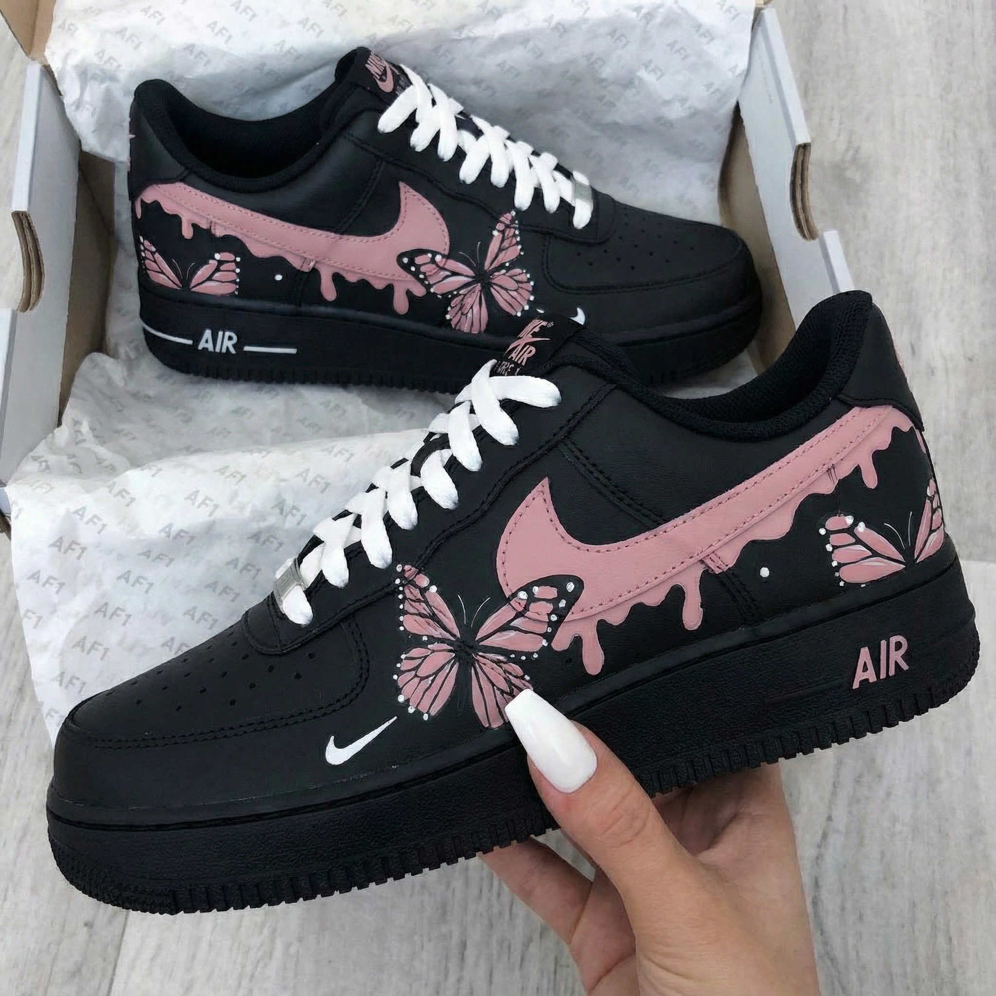 Butterflies Pink Black Custom Air Force 1
