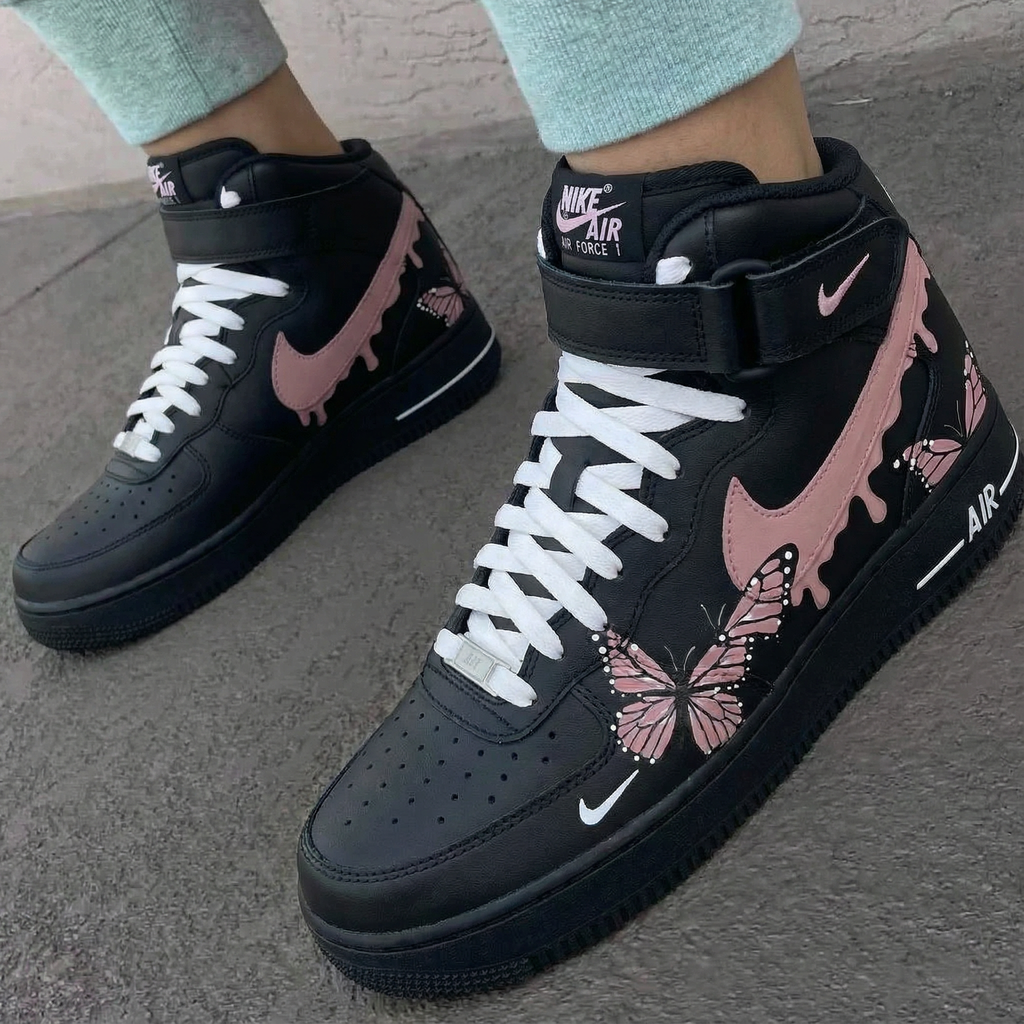 Butterflies Pink Black Custom Air Force 1