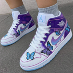 Butterflies Purple Baby Blue Custom Air Jordan 1