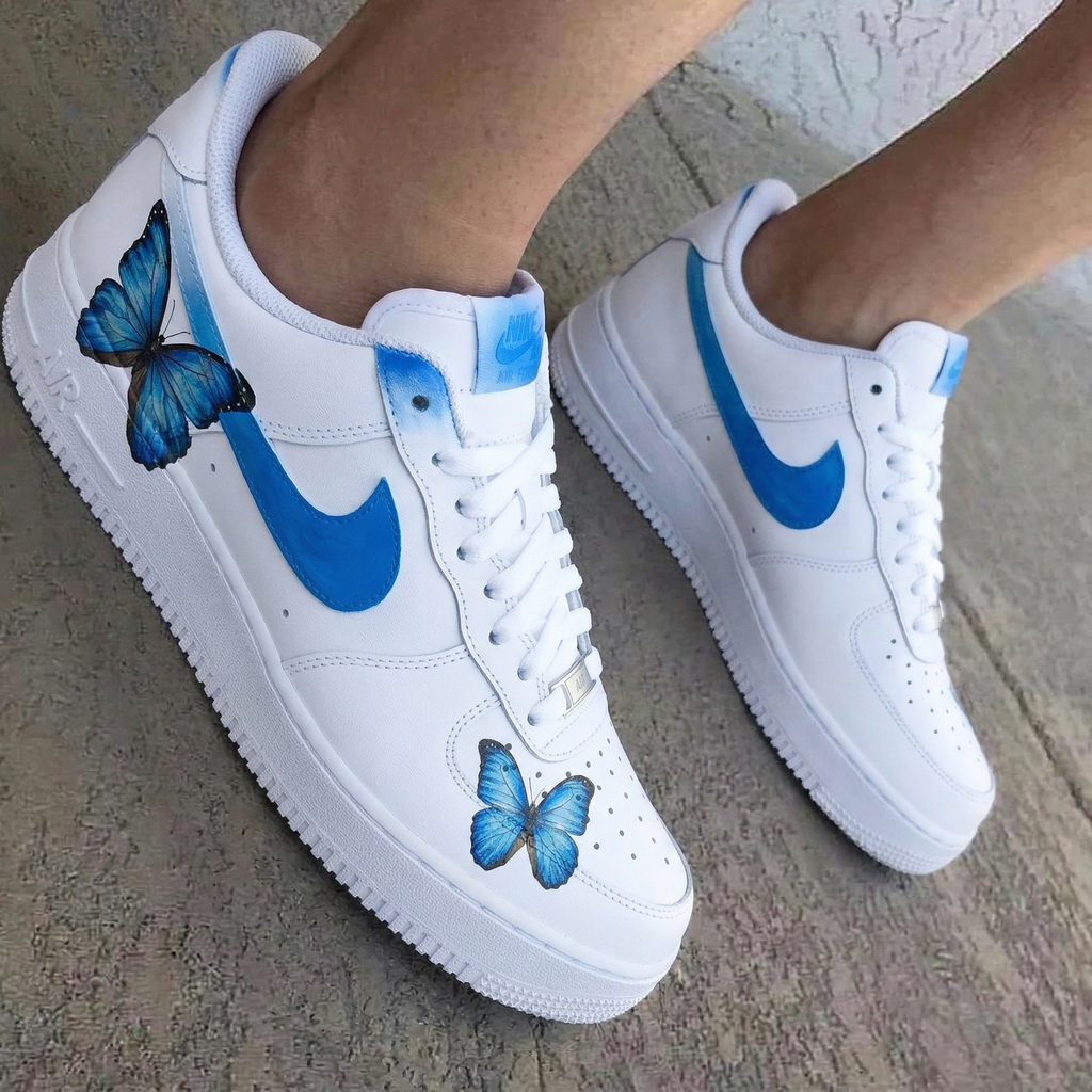 Butterflies White Blue Custom Air Force 1