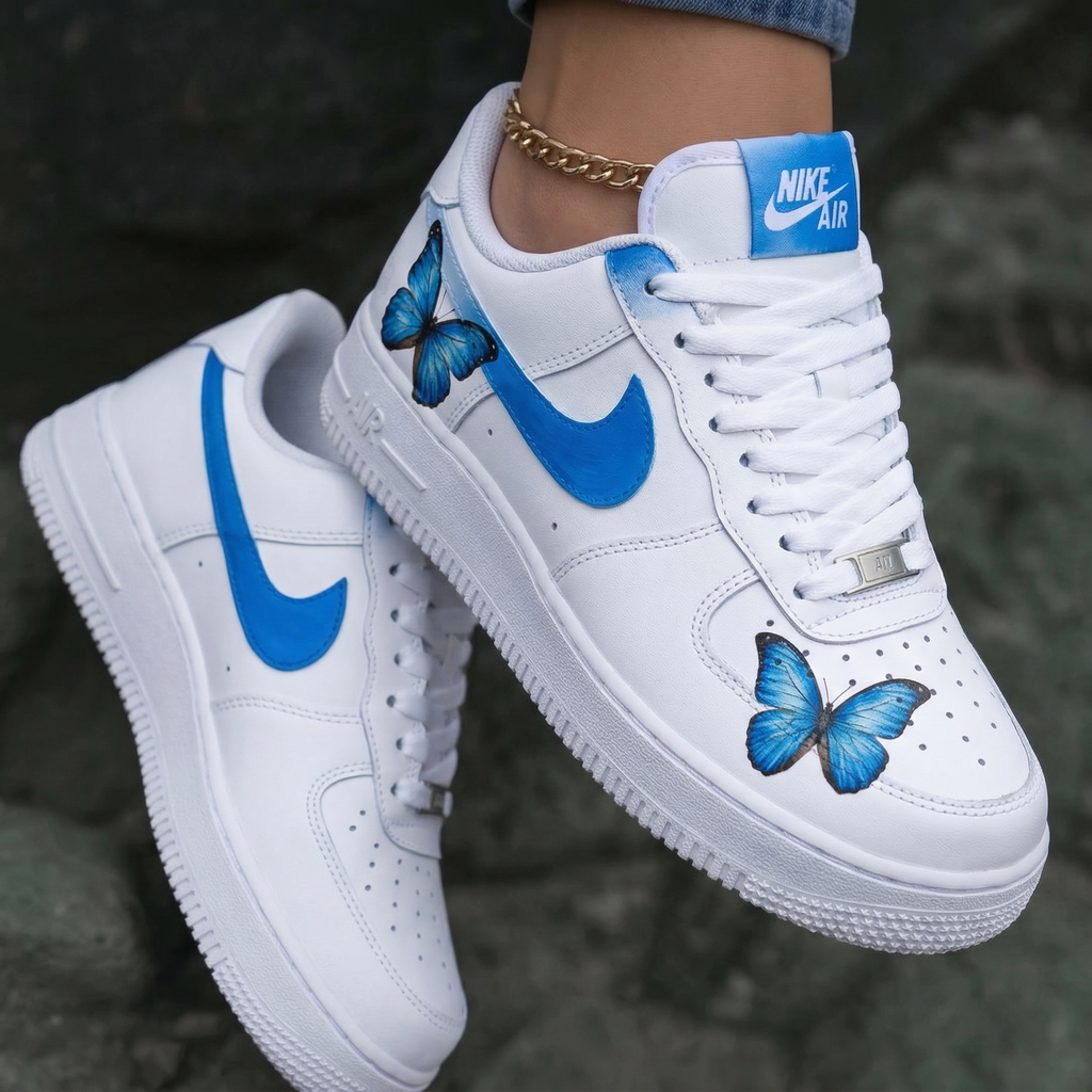 Butterflies White Blue Custom Air Force 1
