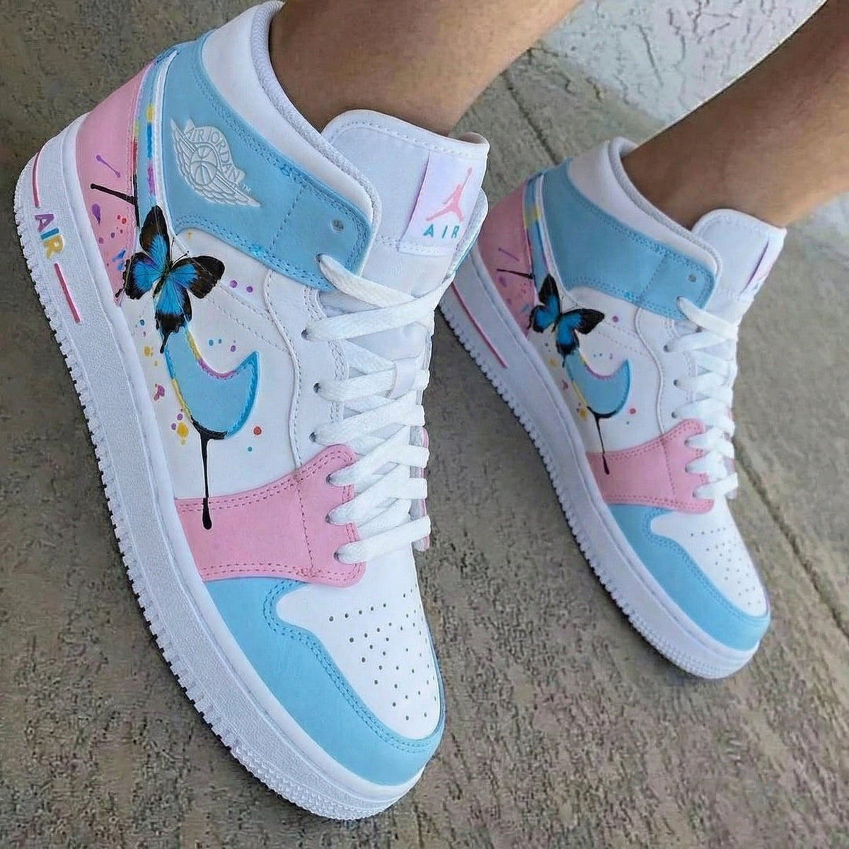 Butterfly Baby Blue Pink Custom Air Jordan 1