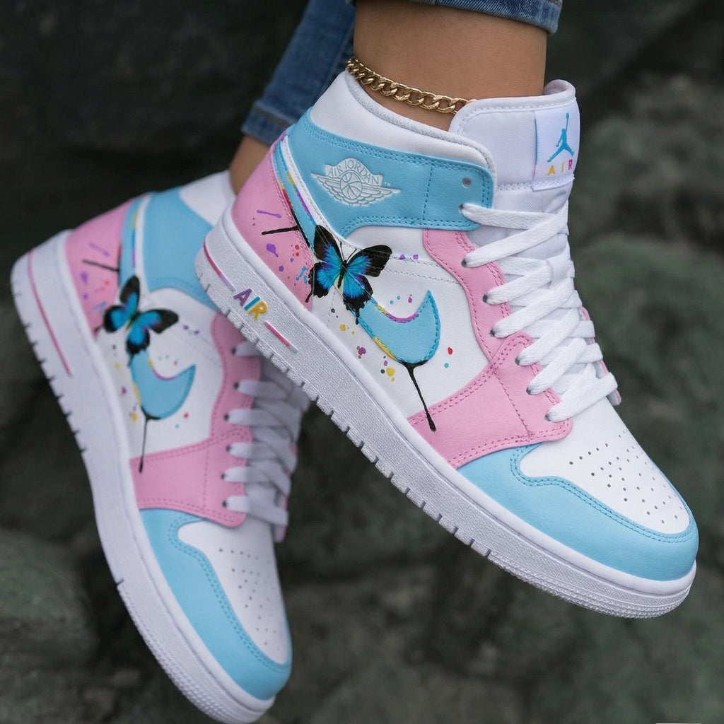 Butterfly Baby Blue Pink Custom Air Jordan 1