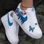 Butterfly Drip Camo Blue Red Custom Air Force 1