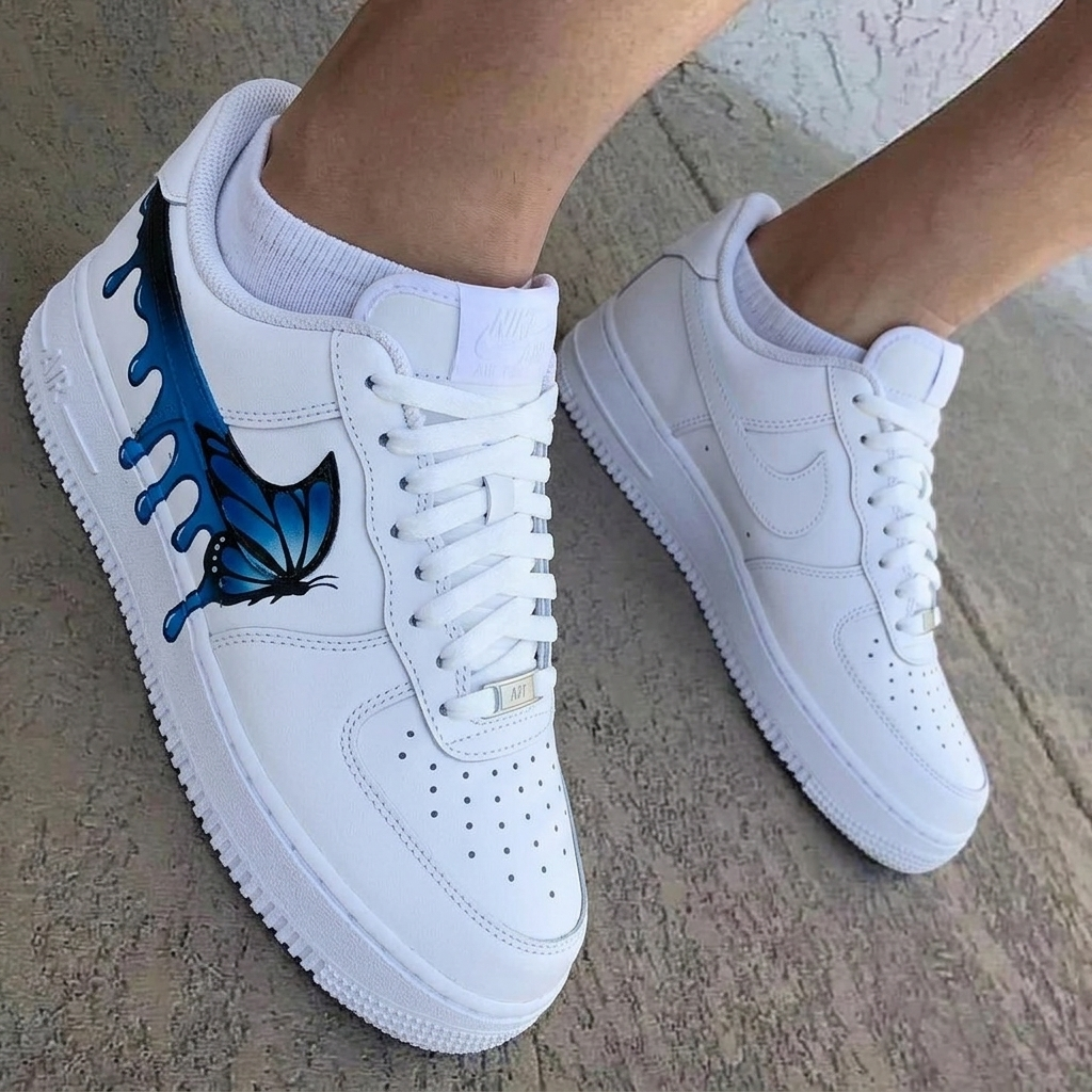 Butterfly Drip White Blue Custom Air Force 1