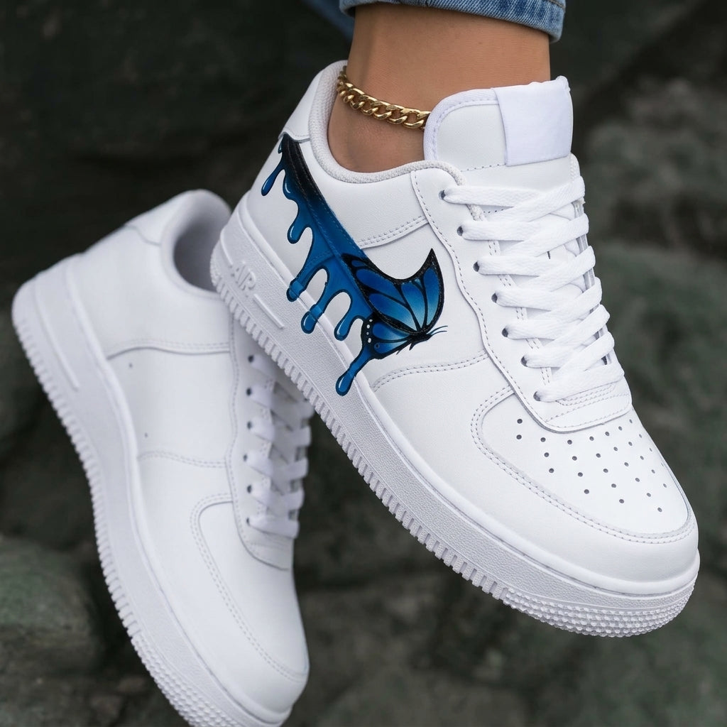 Butterfly Drip White Blue Custom Air Force 1