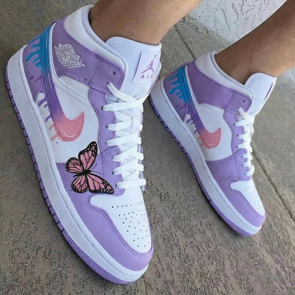Butterfly Lilac Pink White Custom Air Jordan 1