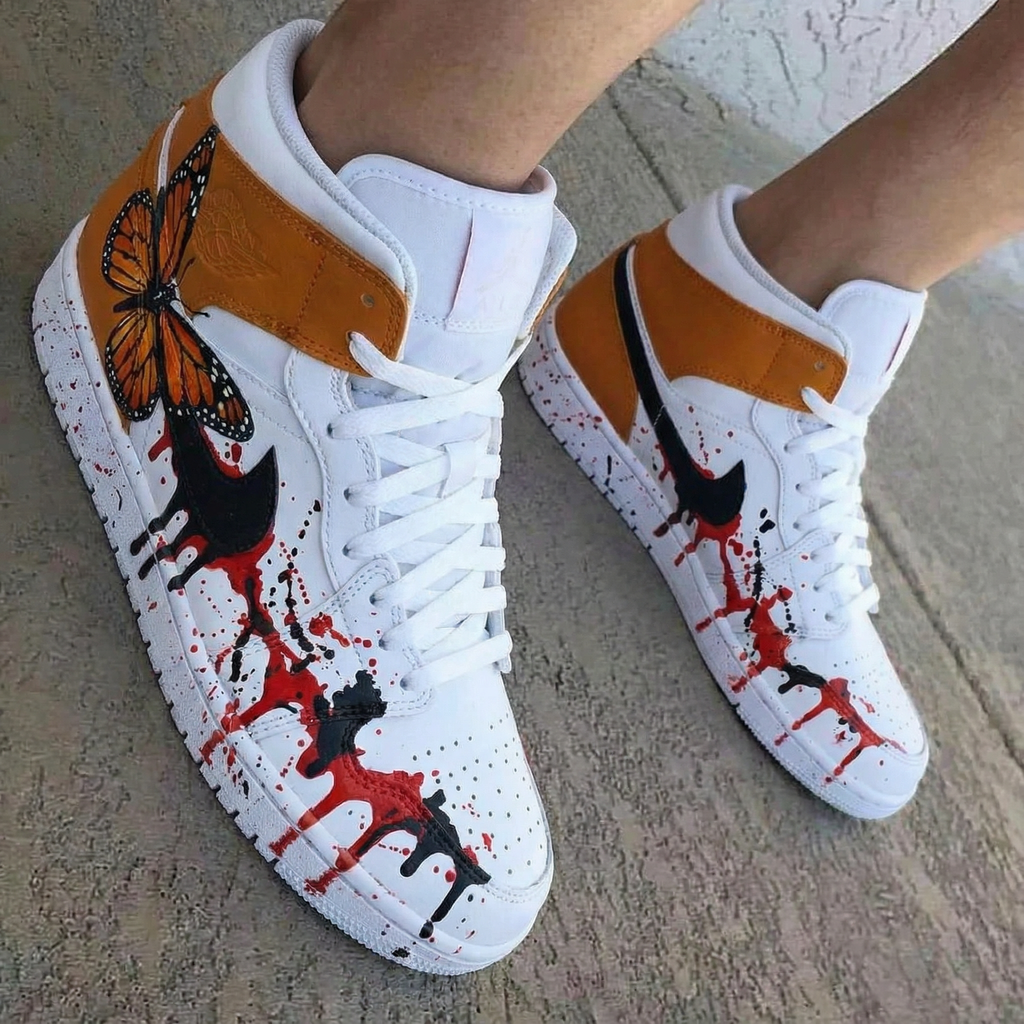 Butterfly Orange Black Custom Air Jordan 1