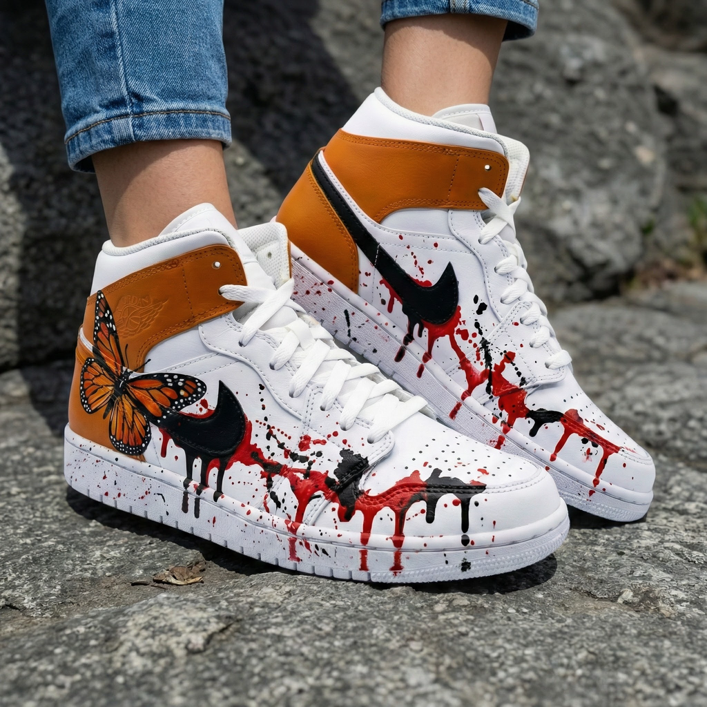 Butterfly Orange Black Custom Air Jordan 1