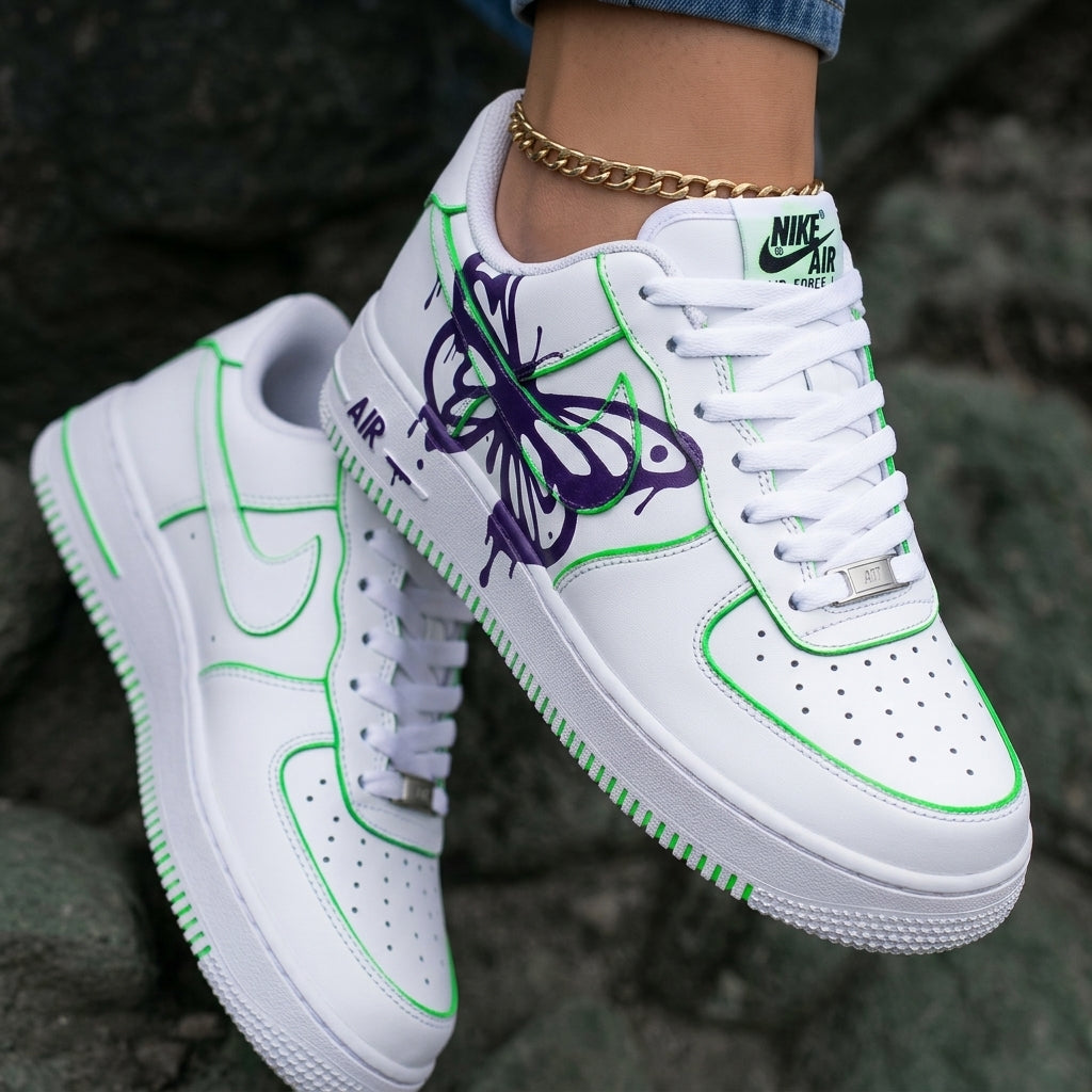 Butterfly Purple Green Custom Air Force 1