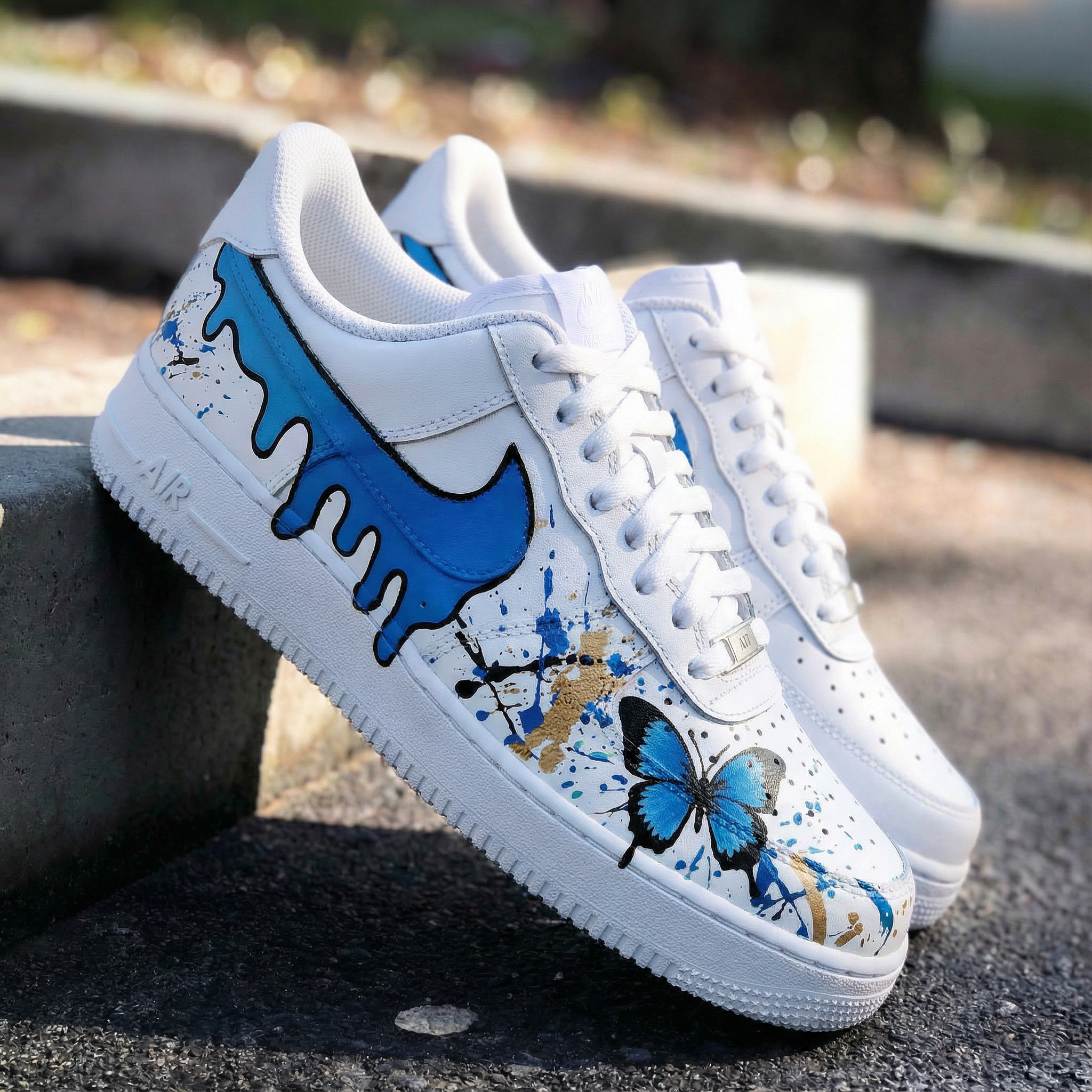 Butterfly Splatter Blue Custom Air Force 1