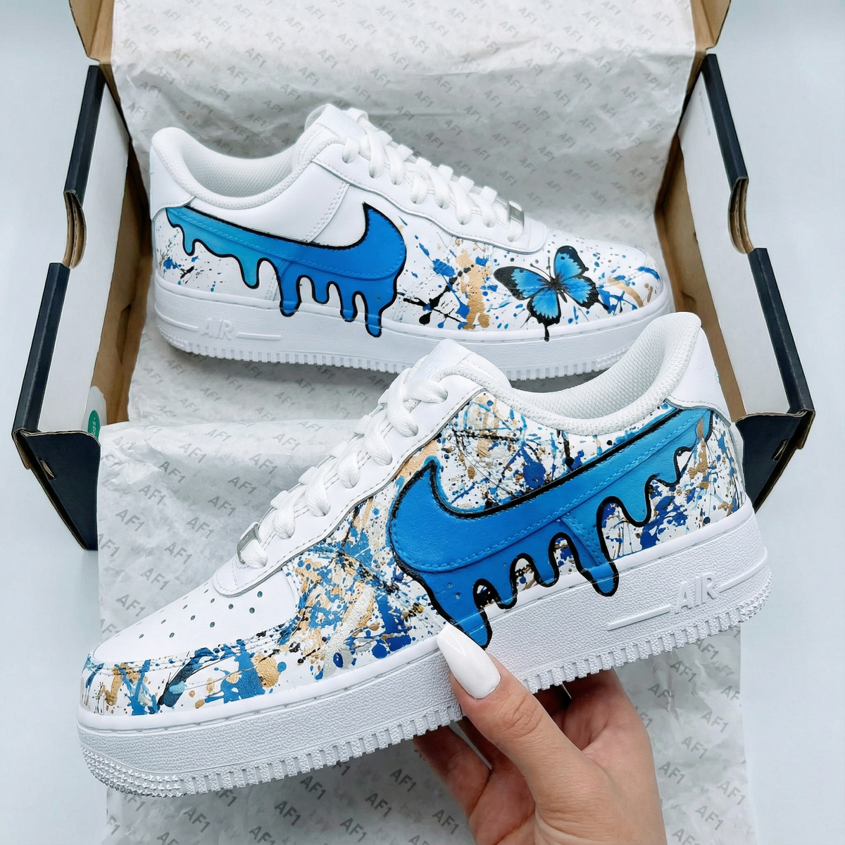 Butterfly Splatter Blue Custom Air Force 1