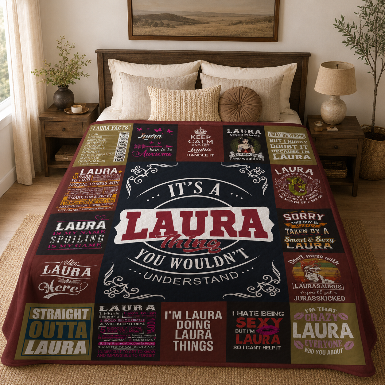Laura Premium Sheepskin Blanket - Personalized Custom Name Gift