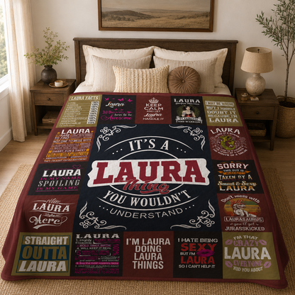 Laura Premium Sheepskin Blanket - Personalized Custom Name Gift