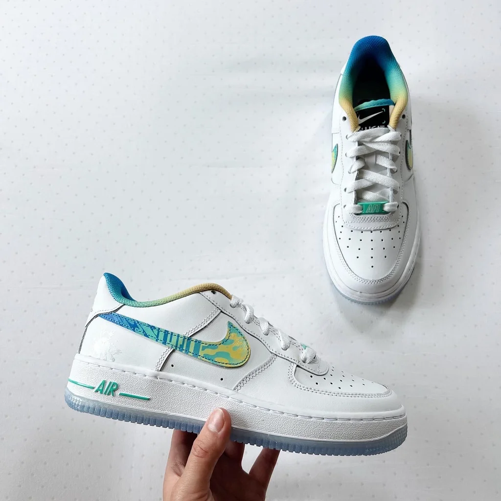 Camouflage Pattern Baby Blue Yellow Custom Air Force 1