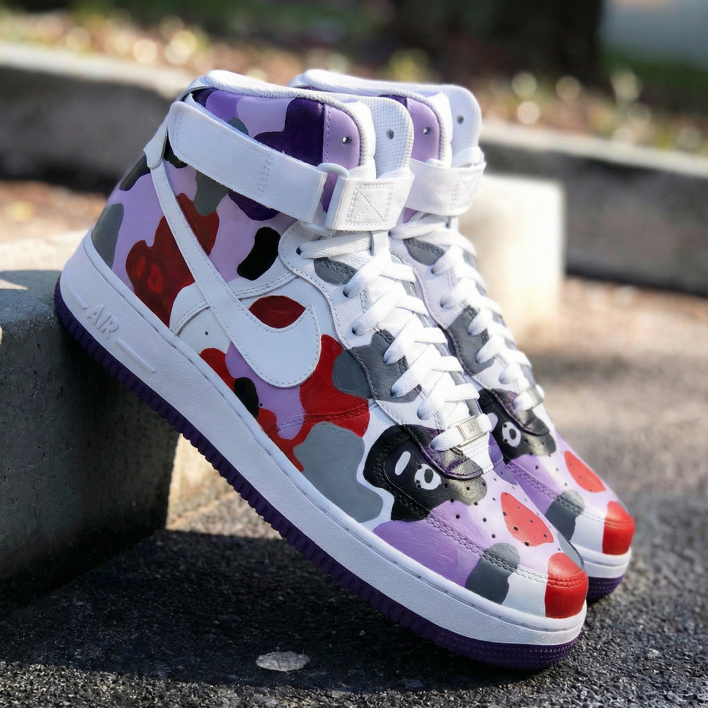 Camouflage Pattern Purple Red Custom Air Force 1