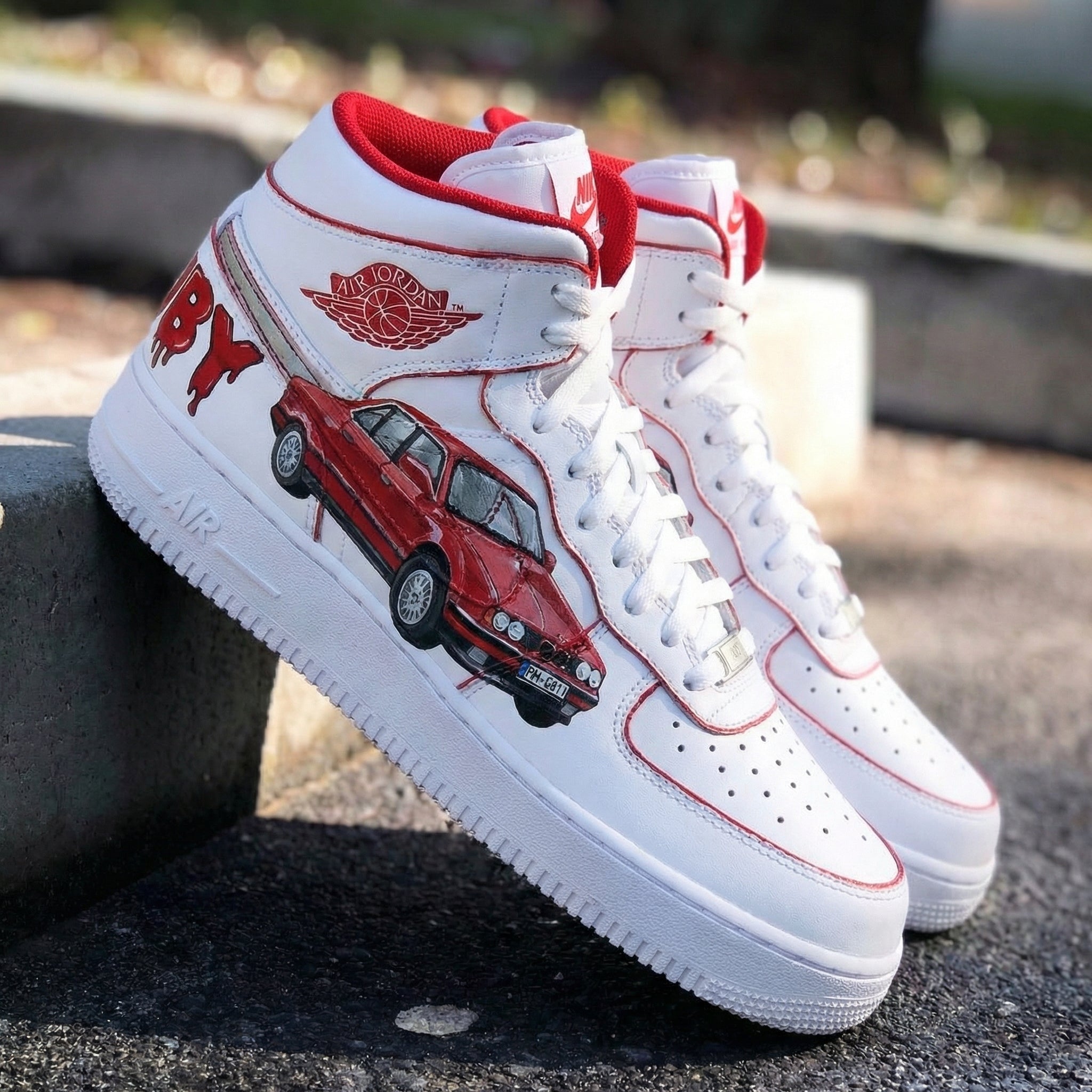 Car Pattern Red Custom Air Force 1