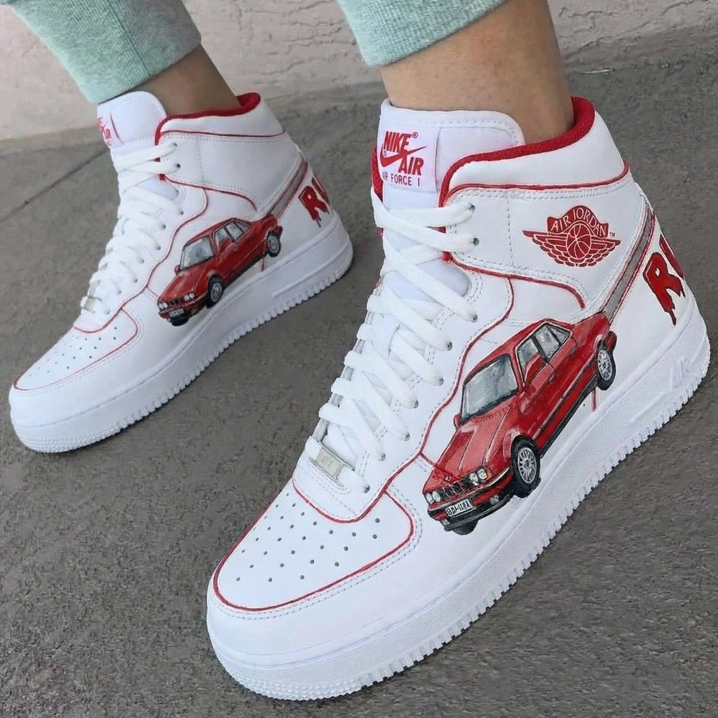 Car Pattern Red Custom Air Force 1