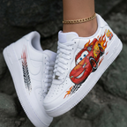 Cars Lightning McQueen Flame 95 Tire Tracks Red Black Custom Air Force 1