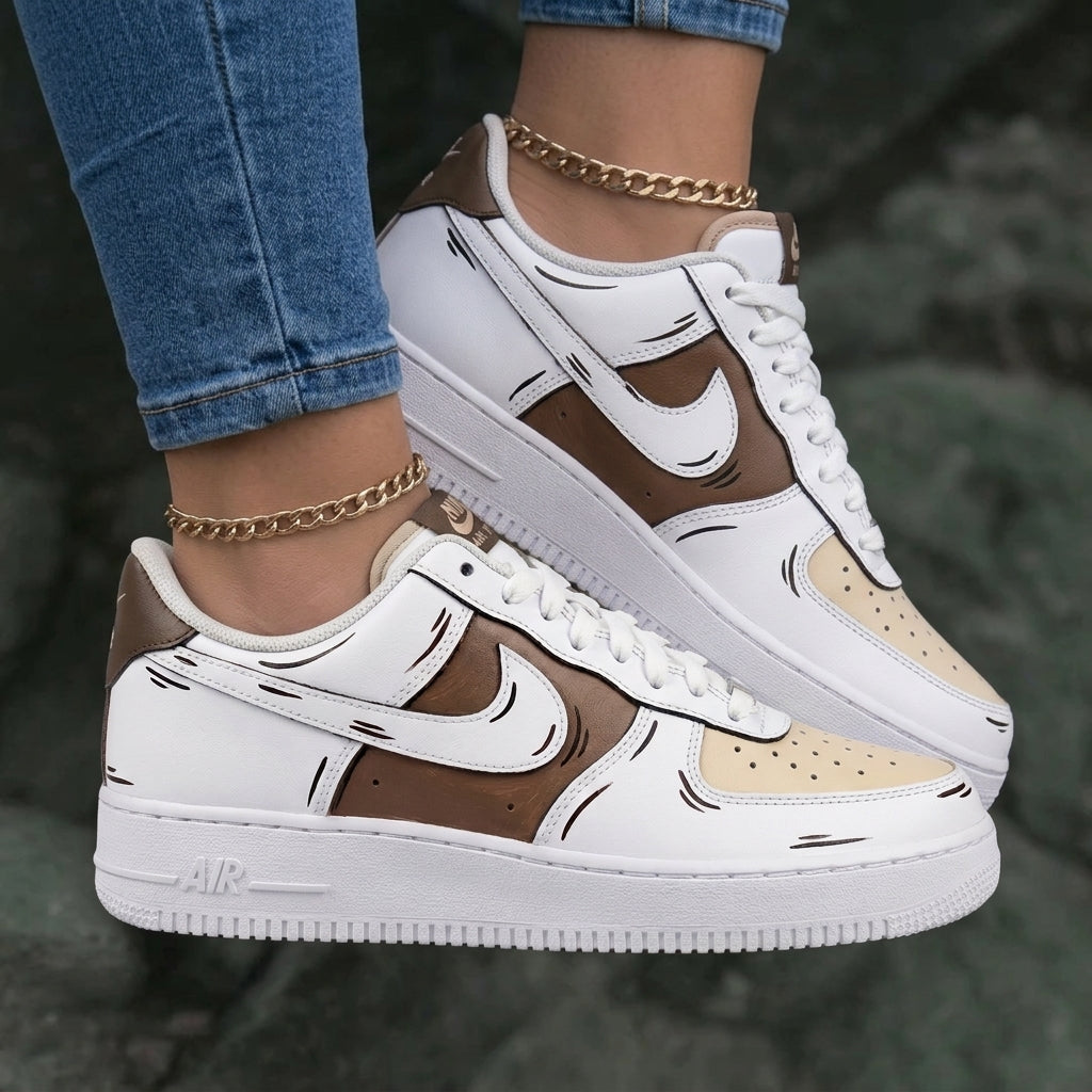 Cartoon Brown Beige Custom Air Force 1