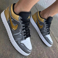 Cartoon Outline Gray Gold Black Custom Air Jordan 1