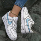 Cartoon Outline White Baby Blue Custom Air Force 1
