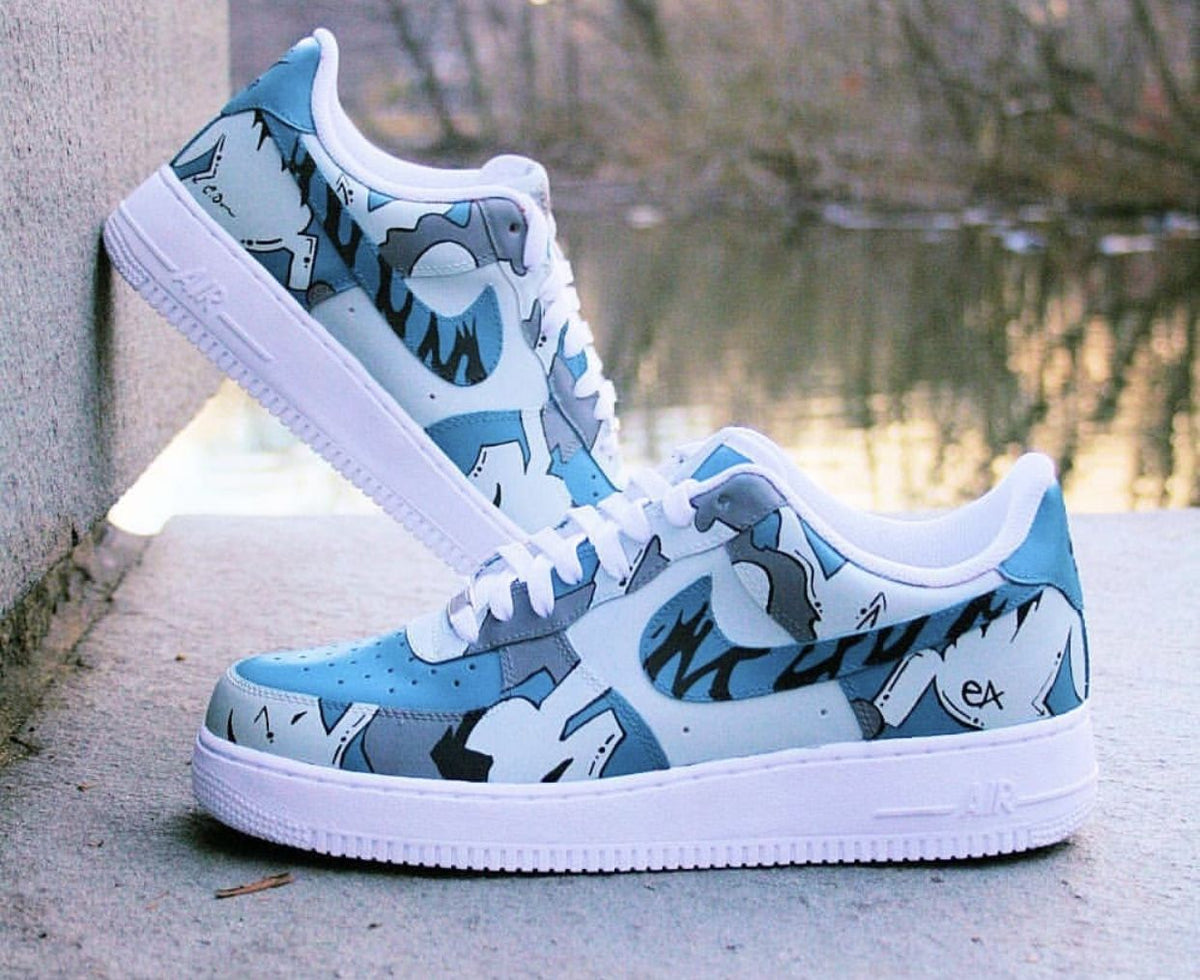 Cartoon Pattern Baby Blue Gray Custom Air Force 1