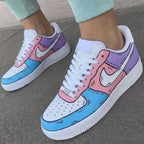 Cartoon Pattern Baby Pink Blue Custom Air Force 1