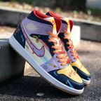 Cartoon Pattern Baby Purple Yellow Custom Air Jordan 1