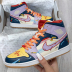 Cartoon Pattern Baby Purple Yellow Custom Air Jordan 1