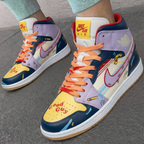 Cartoon Pattern Baby Purple Yellow Custom Air Jordan 1