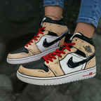 Cartoon Pattern Beige Black Red Custom Air Jordan 1