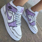 Cartoon Pattern Lilac White Custom Air Jordan 1