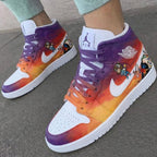 Cartoon Pattern Orange Purple White Custom Air Jordan 1