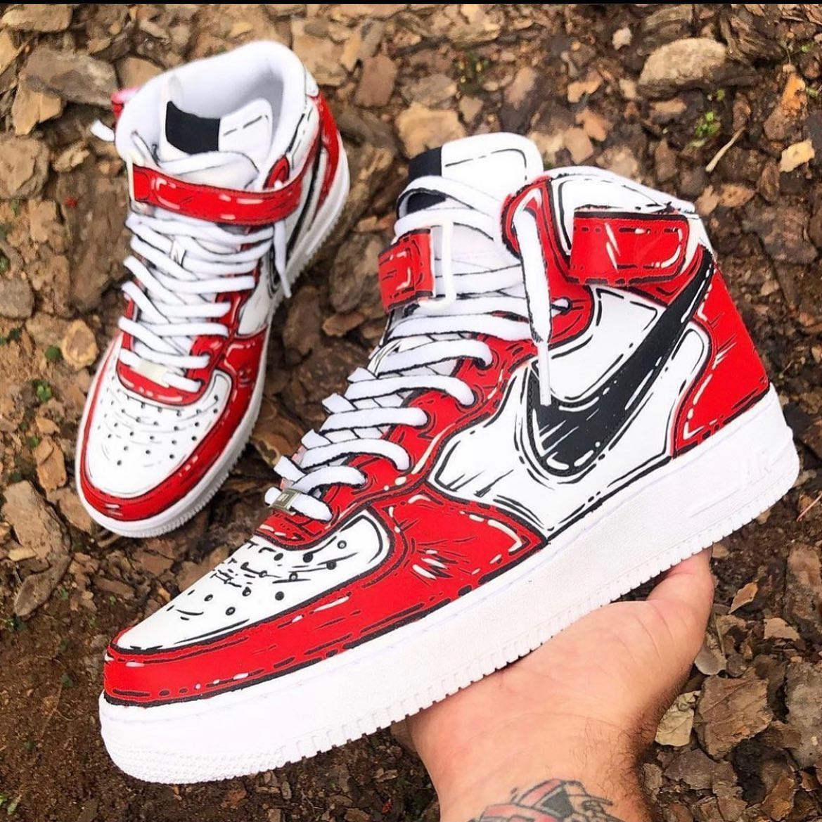Cartoon Pattern Red White Custom Air Force 1