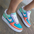 Cartoon Shadow Light Green Baby Blue Purple Coral Custom Air Force 1