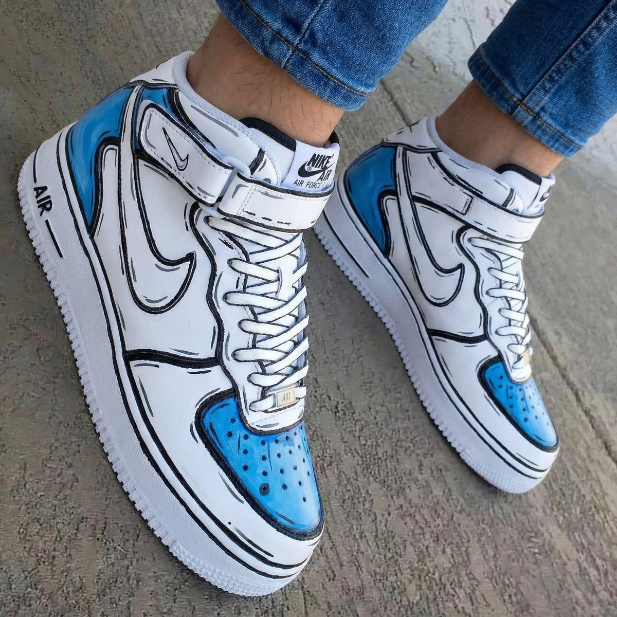 Cartoon Style Baby Blue Custom Air Force 1