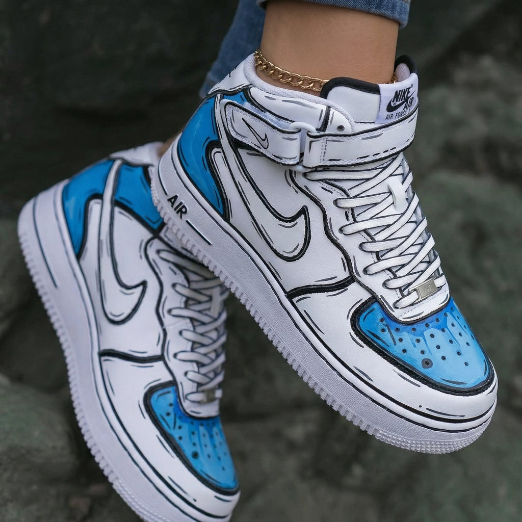 Cartoon Style Baby Blue Custom Air Force 1
