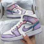 Cartoon Style Baby Pink and Lilac Custom Air Jordan 1