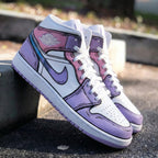 Cartoon Style Baby Pink and Lilac Custom Air Jordan 1