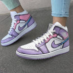 Cartoon Style Baby Pink and Lilac Custom Air Jordan 1