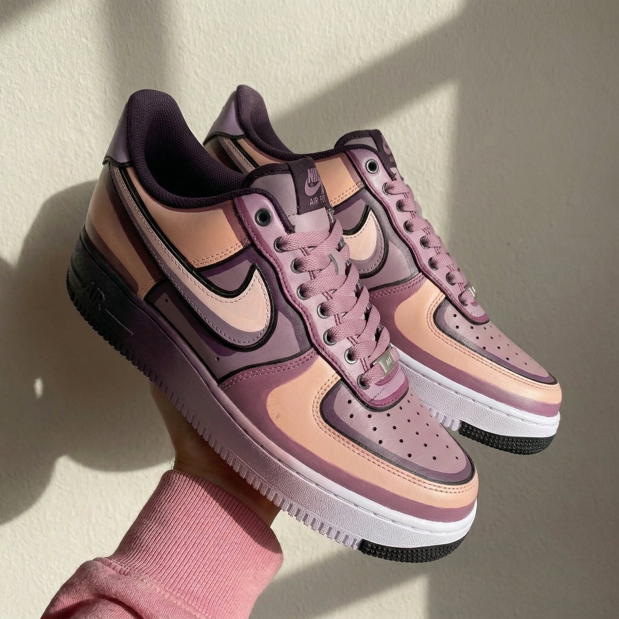 Cartoon Style Peach Purple Custom Air Force 1 Shadow
