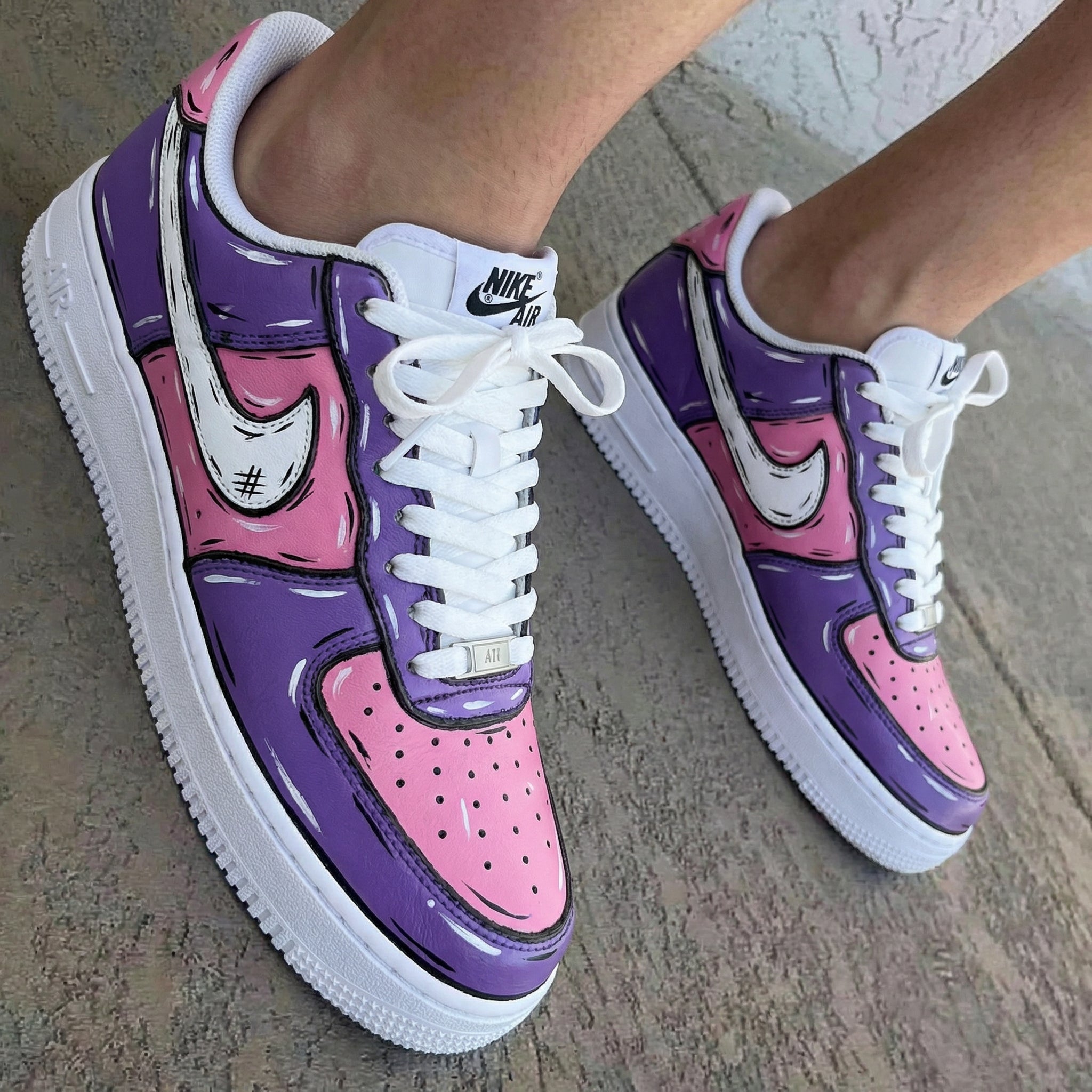 Cartoon Style Pink And Purple Custom Air Force 1