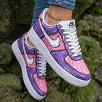Cartoon Style Pink And Purple Custom Air Force 1