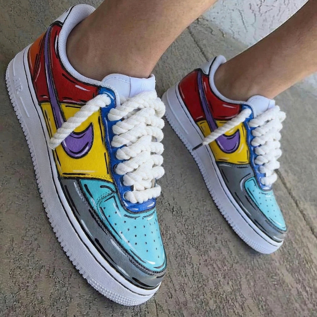 Cartoon Style Red Yellow Purple Blue Gray Baby Blue Custom Air Force 1