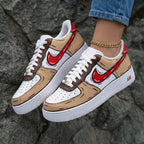 Cartoon Tan Brown Red Custom Air Force 1