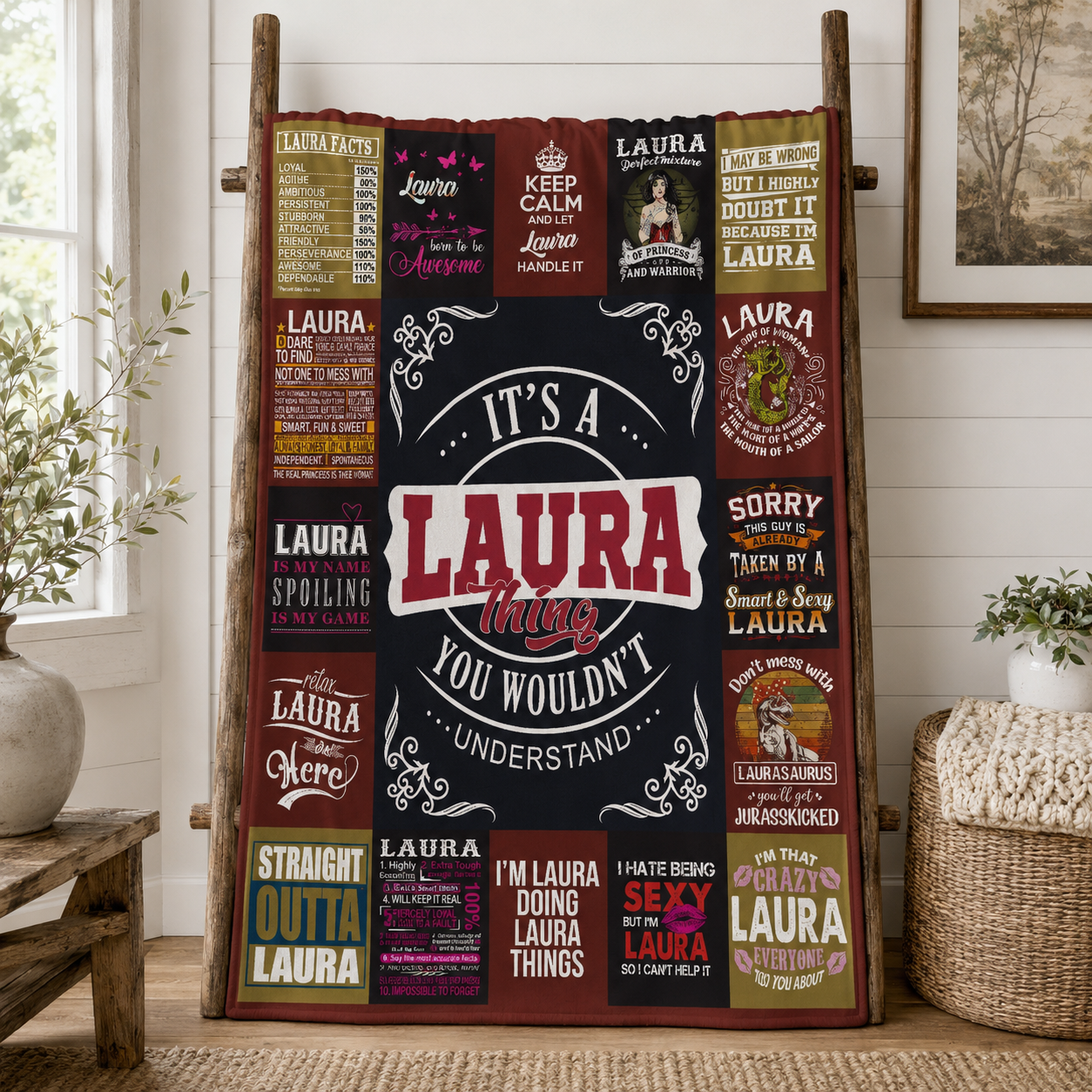 Laura Premium Sheepskin Blanket - Personalized Custom Name Gift