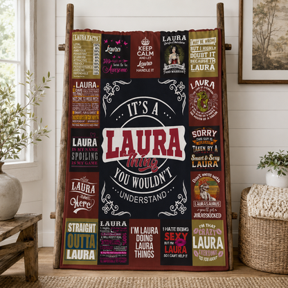 Laura Premium Sheepskin Blanket - Personalized Custom Name Gift