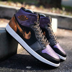 Chain Flame Pattern Purple Black Custom Air Jordan 1